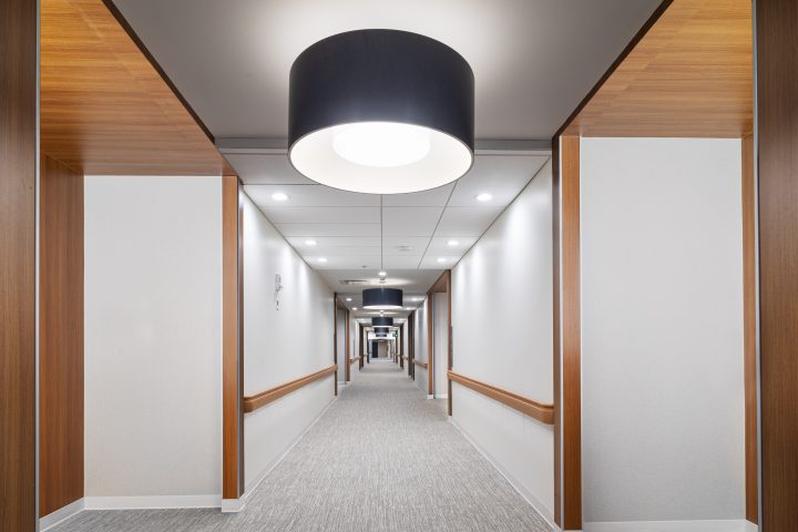 Cambridge Manor chose L2 Drum Pendant luminaries for their space.