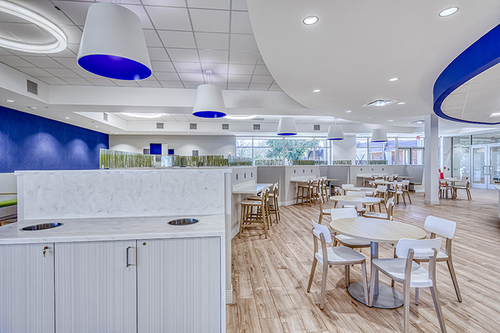 East Central Regional Hospital’s Cafeteria: Once in a Blue Moon Interior Lighting Design with Lumetta’s Colorful L2 Drums