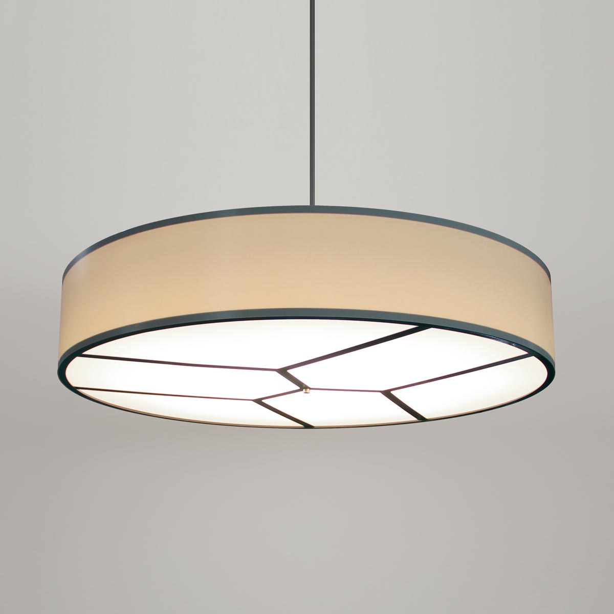 Drum Pendant Light with Segmented Honeycomb Bottom Lens