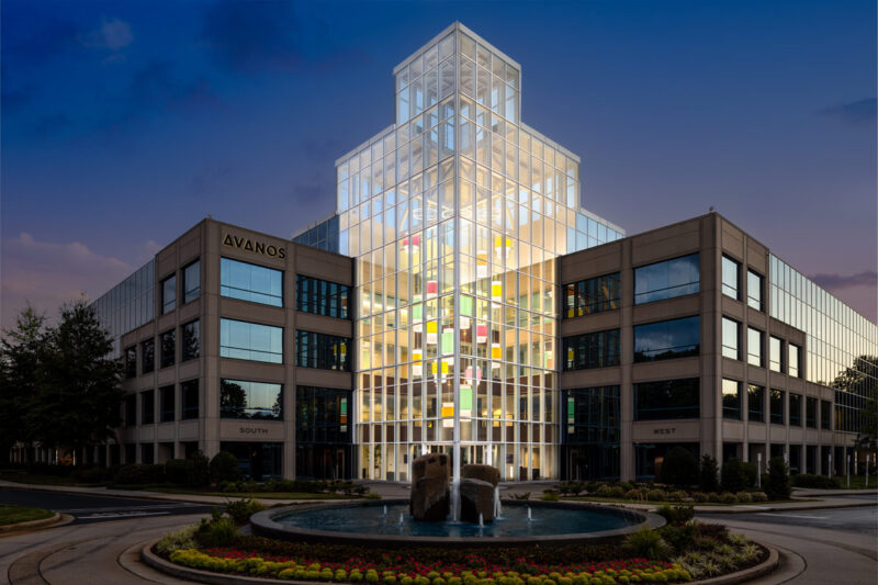 Colorful custom pendant lighting for commercial spaces. Wide range of Lumenate® options and powder coat finishes.