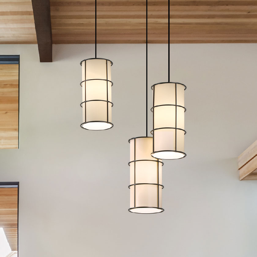 Lumetta's Grid Pendant lighting incorporates handcrafted metal frames; Made in the USA.