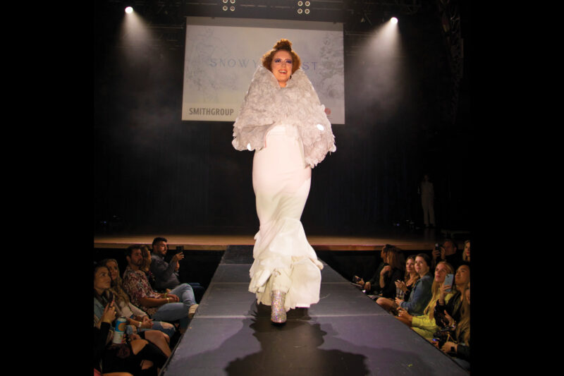 Lighting In Fashion IIDA Runway Model on Catwalk with Lumenate Gown